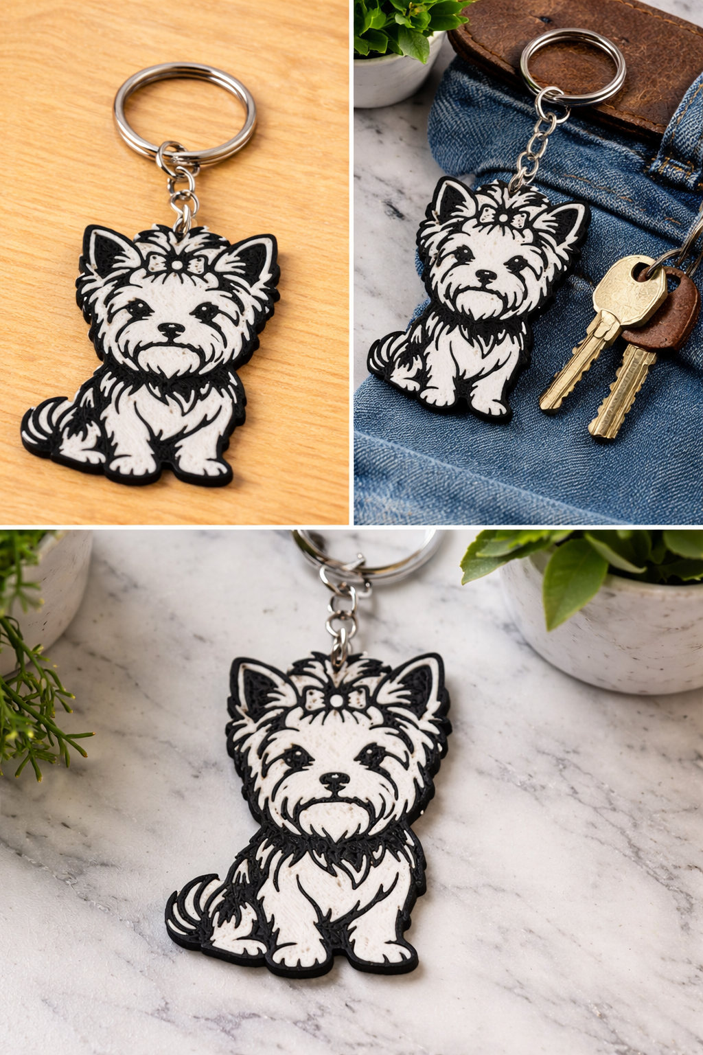 3D Printed Yorkie Keychain