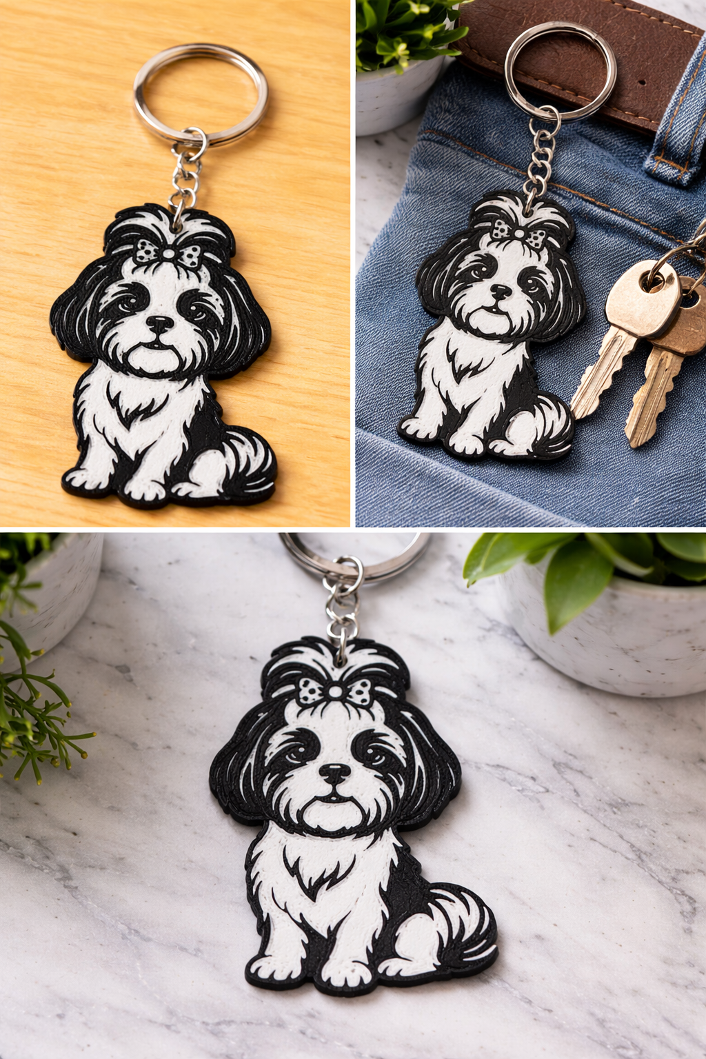 3D Printed Shih Tzu Keychain